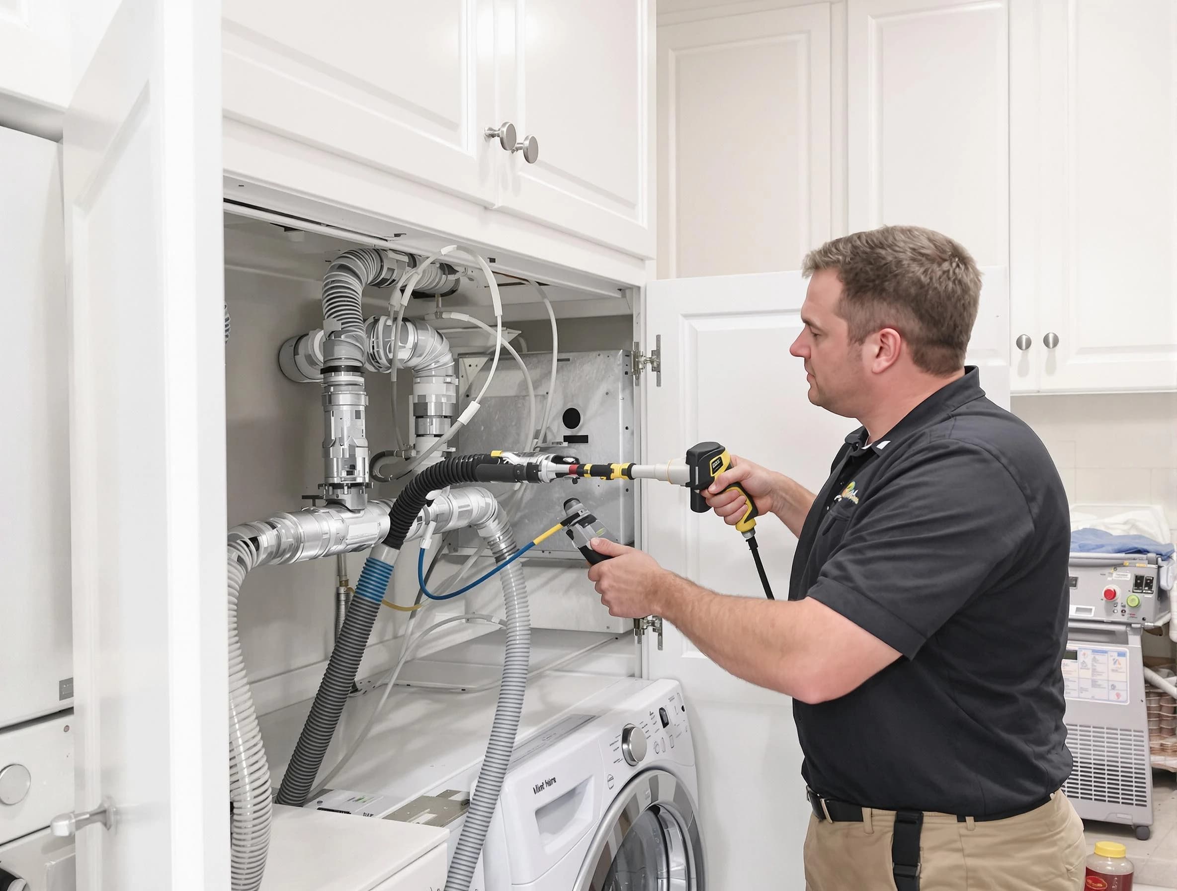 Monroeville Dryer Vent Cleaning professional removing severe blockage from a clogged dryer vent in Monroeville