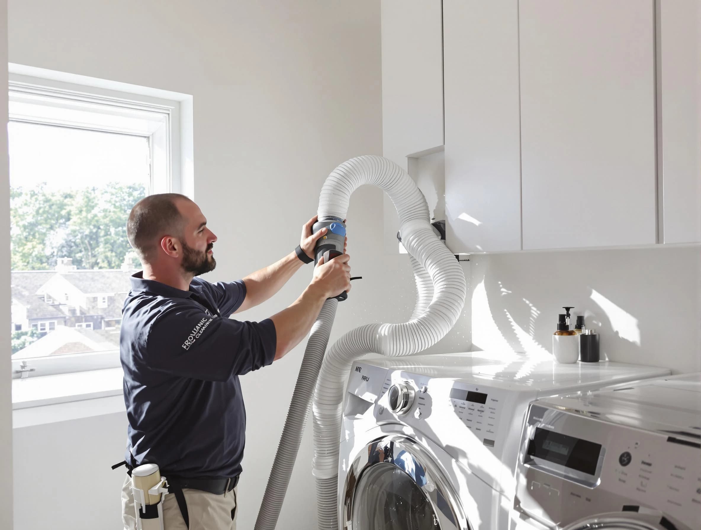 Certified Monroeville Dryer Vent Cleaning technician performing dryer vent cleaning in Monroeville