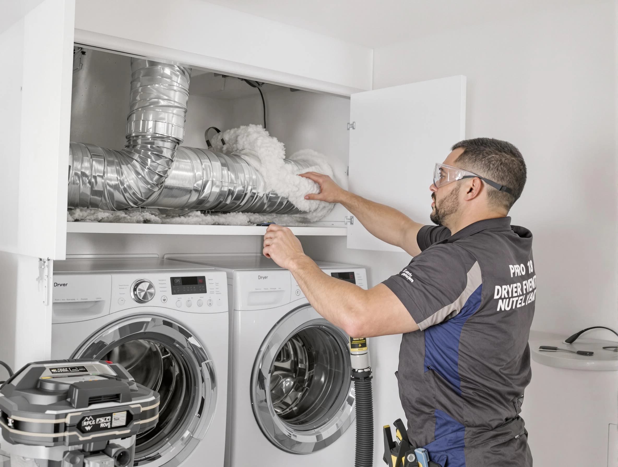 Monroeville Dryer Vent Cleaning certified technician performing specialized gas dryer vent cleaning in Monroeville