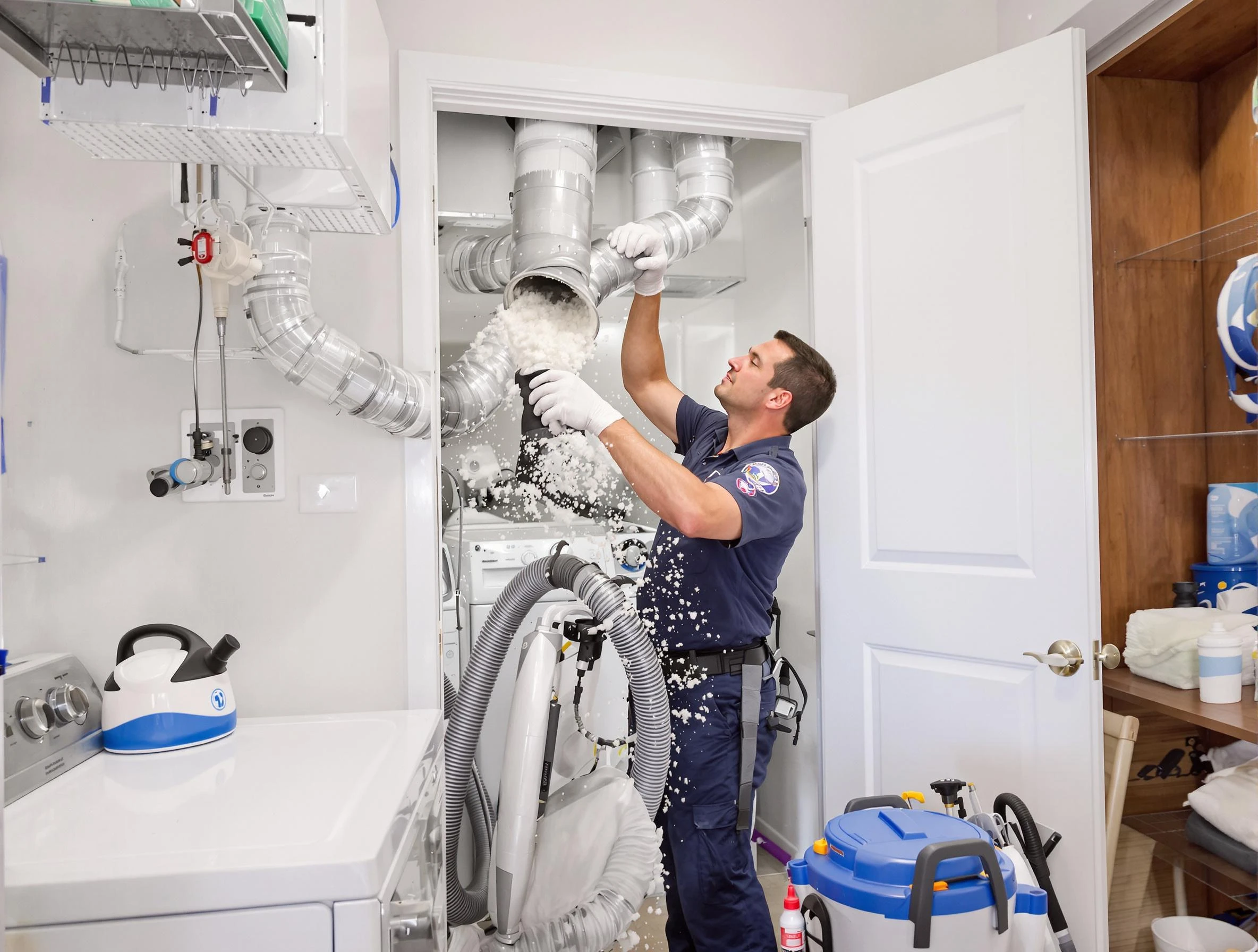 Monroeville Dryer Vent Cleaning technician delivering thorough residential dryer vent cleaning service in Monroeville